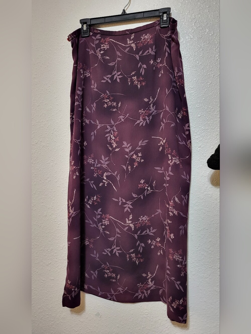 Requirements, Floral Midi Skirt, Side Slit - Plum